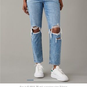 American Eagle Outfitters - Mom Jean - Light Blue Ripped Jeans